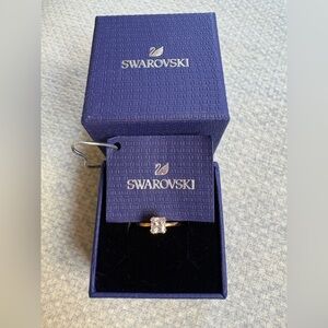 Swarovski Gold-Tone Ring with Clear Square Crystal